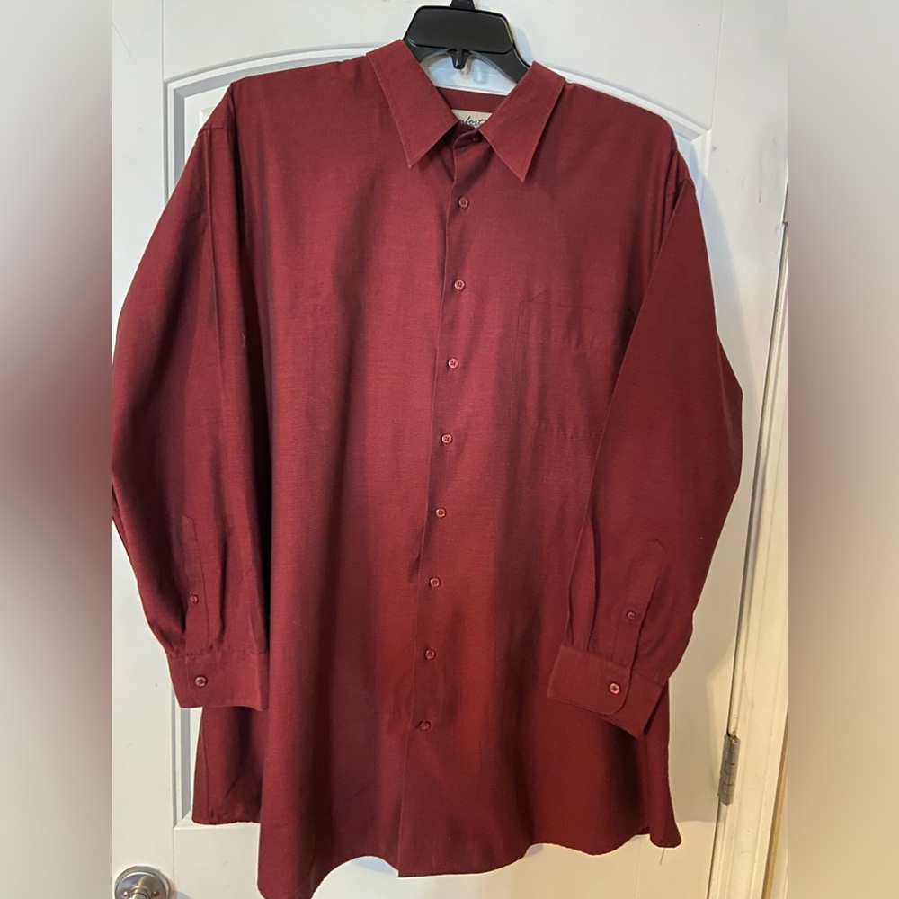 Men’s Comfort Zone by George Forman Burgundy Long Sleeve Dress Shirt 19 35-36